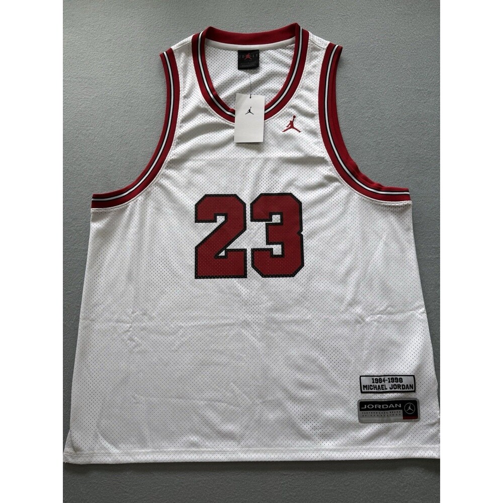 Jordan Essentials #23 Michael Jordan Mesh Jersey White/Red Men’s Large  NWT